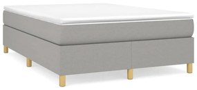 vidaXL Κρεβάτι Boxspring με Στρώμα Ανοιχτό Γκρι 140x190 εκ. Υφασμάτινο