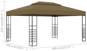 vidaXL Κιόσκι Taupe 3 x 4 μ. 180 γρ/μ²