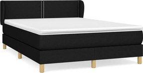 vidaXL Κρεβάτι Boxspring με Στρώμα Μαύρο 140x200 εκ. Υφασμάτινο