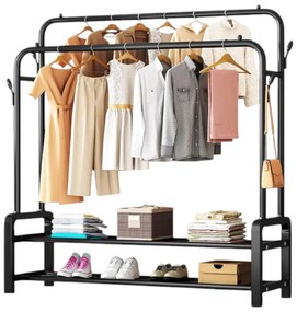 Κρεμάστρα Δαπέδου με Ράφια Παπουτσιών Μαύρο