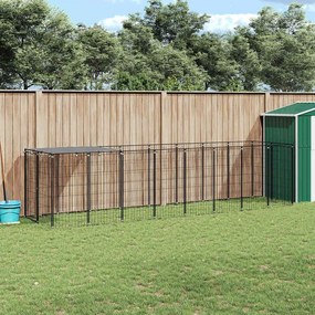 vidaXL Σπιτάκι Σκύλου Μαύρο 4,84 m² Ατσάλινο