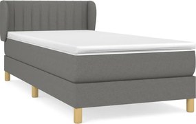 vidaXL Κρεβάτι Boxspring με Στρώμα Σκούρο Γκρι 100x200 εκ. Υφασμάτινο