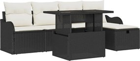 vidaXL Σετ Καναπέ Κήπου με μαξιλάρι 6 pcs Μαύρο Πολυ ράταν