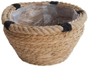 Καλάθι - Κασπώ 00.06.61331 Με Νάιλον Σχέδιο Φ26,5x16cm Ψάθινο Natural-Black Mat