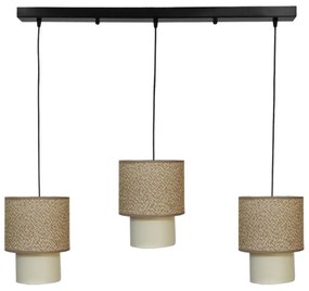 Φωτιστικό Οροφής - Ράγα 14-0277 3/Ε27 100x100cm Αμπαζούρ Φ16,5/10cm Brown-Cream Heronia Metal, Fabric