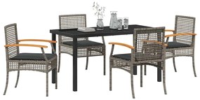 vidaXL Σέτ φαγητού για κήπο 5 pcs Γκρι συνθετικό ρατάν