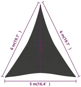 Πανί Σκίασης Ανθρακί 5 x 6 x 6 μ. από HDPE 160 γρ./μ² - Ανθρακί