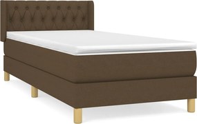 vidaXL Κρεβάτι Boxspring με Στρώμα Σκούρο Καφέ 90x190 εκ. Υφασμάτινο