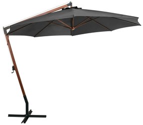 vidaXL Ομπρέλα Κήπου Κρεμαστή Ιστό Ανθρακί 3,5x2,9μ. Μασίφ Ξύλο Ελάτης