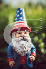 Intra Συλλεκτικό Ξύλινο Παζλ Plywood  4mm - Patriotic Gnome άγαλμα σε εξωτερικό περιβάλλον Σε Ξύλινο Κουτί - Διαστάσεις: 10x10 cm – 25 κομμάτια