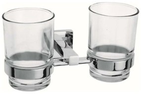 Ποτηροθήκη Διπλή Γυάλινη Lito 33068 Chrome Karag Glass
