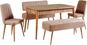 Extendable Dining Table &amp; Chairs Set (5 Pieces) Vina 0900 - 4 - Atlantic, Stone Atlantic Pine
Stone
