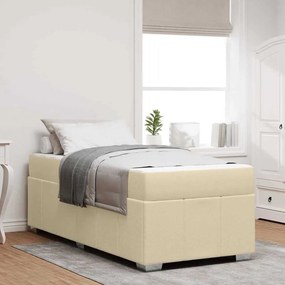 vidaXL Σκελετός Κρεβατιού με στρώμα Κρεμ 90 x 200 cm ύφασμα