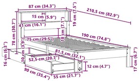 ΚΡΕΒΑΤΙ ΒΙΒΛΙΟΘΗΚΗ ΧΩΡΙΣ ΣΤΡΩΜΑ 75X190 ΕΚ ΜΑΣΙΦ ΞΥΛΟ ΠΕΥΚΟ 3309833