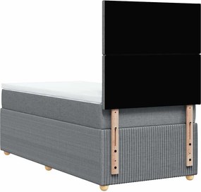 vidaXL Κρεβάτι Boxspring με Στρώμα Ανοιχτό Γκρι 90x190 εκ. Υφασμάτινο