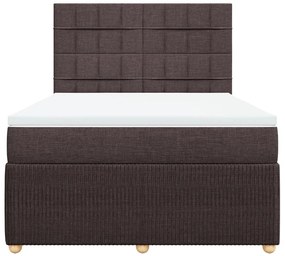 vidaXL Κρεβάτι Boxspring με Στρώμα Σκούρο Καφέ 140x200 εκ Υφασμάτινο