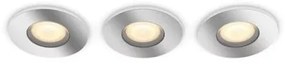Έξυπνο Χωνευτό Σποτ Μπάνιου Led 3xGU10 5W Ασημί Dimmer IP44 Hue WA PL Adore 929003055901 Philips Hue-929003055901-Ασημί 929003055901