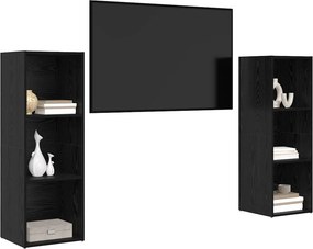 vidaXL Σετ επίπλου τηλεόρασης 2 pcs Μαύρη Οξυά Επεξεργασμένο Ξύλο
