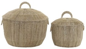 Σετ Καλαθιών DKD Home Decor Καφέ Πολύχρωμο Φυσικό Γιούτα Μέταλλο Boho 51 x 51 x 48 cm