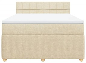 Κρεβάτι Boxspring με Στρώμα Κρεμ 160x200 εκ. Υφασμάτινο - Κρεμ