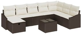 vidaXL Σετ Καναπέ Κήπου 9 pcs Καφέ 55 x 62 x 69 εκ Πολυ ράταν