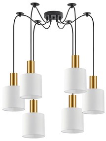 SE21-GM-4-BL6-SH1 ADEPT TUBE Gold Matt Pendant White Fabric Shade+