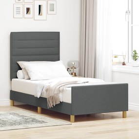 vidaXL Σκούρο Γκρι Κρεβάτι με Ύφασμα 90x200 cm