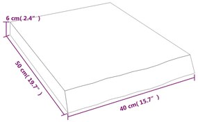 Ράφι Τοίχου 40x50x(2-6) εκ. από Ακατέργαστο Μασίφ Ξύλο Δρυός - Καφέ