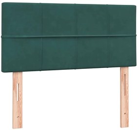 vidaXL Box Spring κρεβάτι με στρώμα σκούρο πράσινο 80x220εκ. Βελούδινο