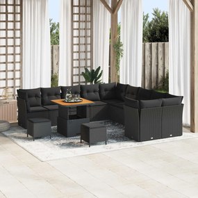 vidaXL Σετ Καναπέ Κήπου 13 pcs Μαύρο συνθετικό ρατάν