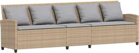 vidaXL Καναπές κήπου 5θέσιος με μαξιλάρια Μπεζ Poly Rattan