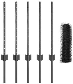 vidaXL Τεντώτο με στήριγμα Γκρι 0,5 x 10 μ. Χάλυβας και PVC