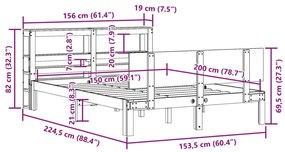 Πλαίσιο Κρεβατιού Κεφαλάρι 150x200 εκ Μασίφ Πεύκο - Καφέ