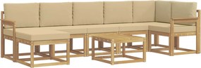 vidaXL Σειρά Καναπέ Εξωτερικού 8 pcs Λευκό και Μπεζ Πολυεστέρας