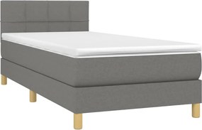 vidaXL Κρεβάτι Boxspring με Στρώμα Σκούρο Γκρι 90x190 εκ. Υφασμάτινο