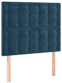 Κεφαλάρι Κρεβατιού LED Σκούρο Μπλε 90x5x118/128 εκ. Βελούδινο - Μπλε
