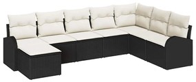 vidaXL Σετ Καναπέ Κήπου με μαξιλάρι 8 pcs Μαύρο Πολυ ράταν