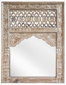 Artekko Artekko Mirroki Panels Ξύλινος Λευκός Πατίνα Σκαλιστός Καθρέπτης Τοίχου (120x90)cm 667-4040