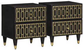 vidaXL Κομοδίνα 2 τεμ. 40 x 33 x 46 εκ. από Μασίφ Ξύλο Μάνγκο