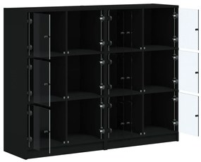 vidaXL Βιβλιοθήκη με Πόρτες Μαύρη 136x37x109 εκ. Επεξ. Ξύλο
