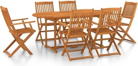 vidaXL Σετ Τραπεζαρίας Κήπου 7 Τεμαχίων 180x90x75 εκ. Μασίφ Ακακία