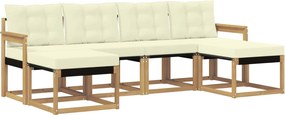 vidaXL Σειρά Καναπέ Εξωτερικού με μαξιλάρι 6 pcs Λευκό και Κρεμ