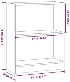 Βιβλιοθήκη Αρτισιανή Δρυς 60x24x76 εκ. από Επεξεργασμένο Ξύλο - Καφέ