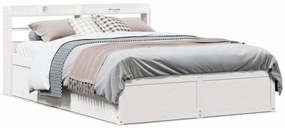 vidaXL Πλαίσιο Κρεβατιού με Κεφαλάρι Λευκό 135x190 εκ. Μασίφ Πεύκου