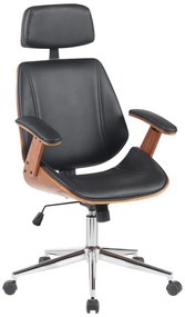 Καρέκλα γραφείου διευθυντή Fetseno pakoworld μαύρο pu-βάση χρωμίου 53x56x113.5-123.5εκ