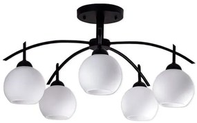 Φωτιστικό Οροφής - Πλαφονιέρα Luna 01088 Black-White GloboStar Metal, Glass