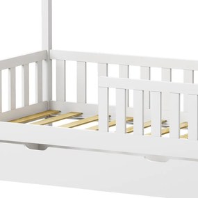 Κρεβάτι παιδικό Bendina τύπου Montessori με συρτάρι ξύλο πεύκου λευκό 70x140 εκ. 70x140x126 εκ.