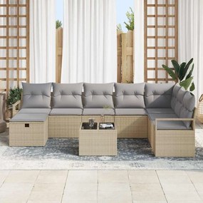 vidaXL Σετ Καναπέ Κήπου 8 pcs Μπεζ Πολυ ράταν