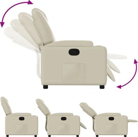 vidaXL Πολυθρόνα Ανακλινόμενη Κρεμ από Συνθετικό Δέρμα