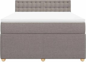 vidaXL Κρεβάτι Boxspring με Στρώμα Taupe 140x190 εκ. Υφασμάτινο